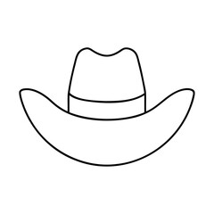 Cowboy black silhouette outline western hat icon and vector illustration