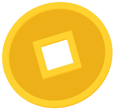 Chinese gold coin vector.
Isolated chinese copper coin vector.