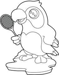 Parrot Tennis Tennis racket Animal Vector Graphic Art Illustration