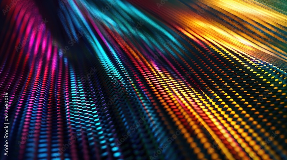 Aufkleber top view of a multicolored carbon fiber surface, creating a vibrant and dynamic background.
