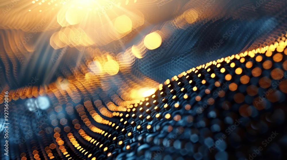 Poster background of shimmering dots and sun glares, creating a sparkling and radiant effect.