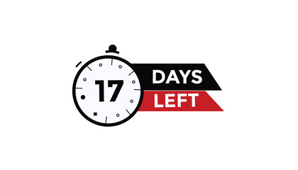17 days left Countdown number banner templates. time icon. Vector Illustration 