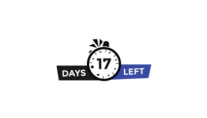 17 days left Countdown number banner templates. time icon. Vector Illustration 