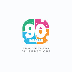 90 Years Anniversary Celebration Vector Template Design Illustration