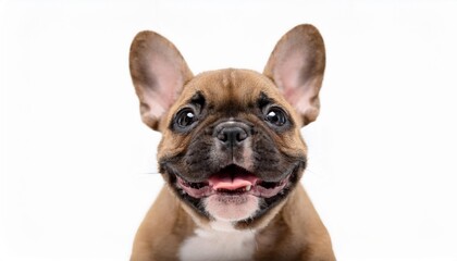 Fototapeta premium 笑顔のフレンチブルドッグのポートレート（Portrait of a smiling French Bulldog puppy on white background） 