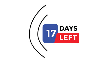 17 days left Countdown number banner templates. time icon. Vector Illustration 