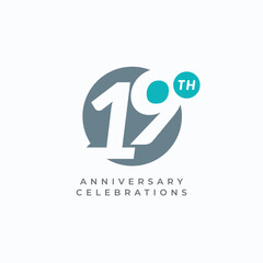 19 Th Anniversary Celebration Vector Template Design Illustration
