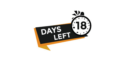 18 days left Countdown number banner templates. time icon. Vector Illustration 
