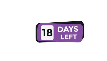 18 days left Countdown number banner templates. time icon. Vector Illustration 
