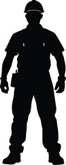 worker silhouette illustration black and white