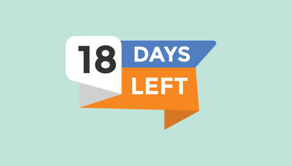 18 days left Countdown number banner templates. time icon. Vector Illustration 
