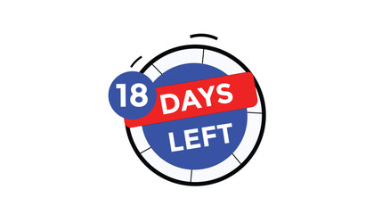 18 days left Countdown number banner templates. time icon. Vector Illustration 

