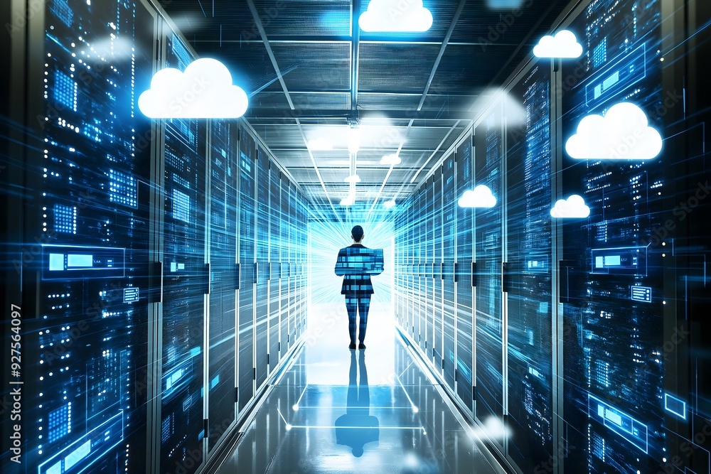 Poster cloud computing data center server room technology