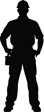 recommend clip art: worker silhouette illustration black and white
