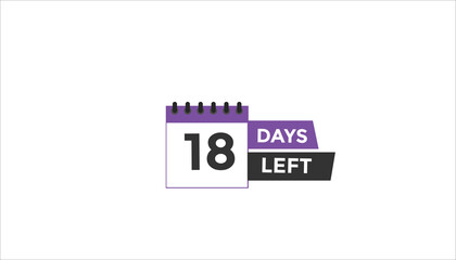 18 days left Countdown number banner templates. time icon. Vector Illustration 
