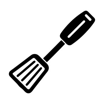 recommend clip art: Black silhouette spatula fork spoon icon and vector illustration isolated on white