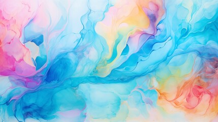 Pastel Abstract Fluid Art with Soft Blue and Pink Hues and Flowing Patterns
