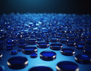 Obraz premium blue glass drops on black background