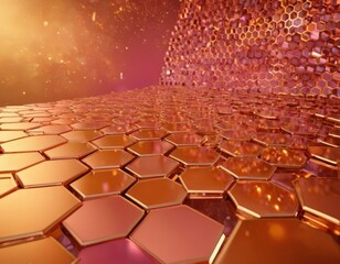 Obraz premium abstract background with hexagons and glowing lights