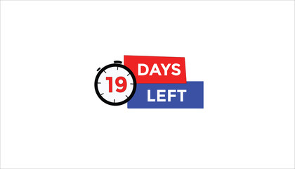 19 days left Countdown number banner templates. time icon. Vector Illustration 