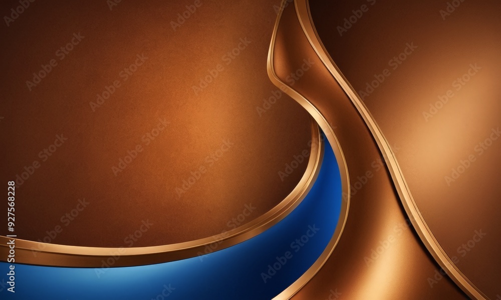 Poster abstract background with golden curves and blue lines