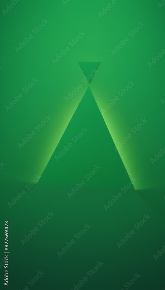 Poster green triangle with light shining on it