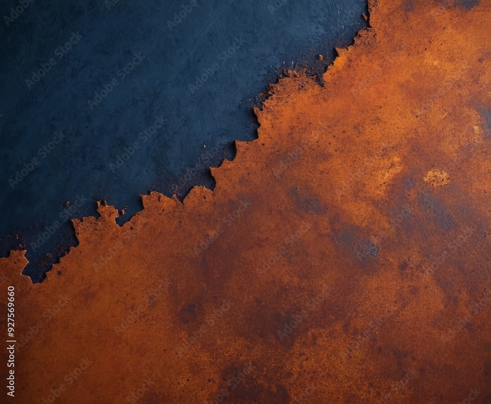Poster black and orange background with rust surface