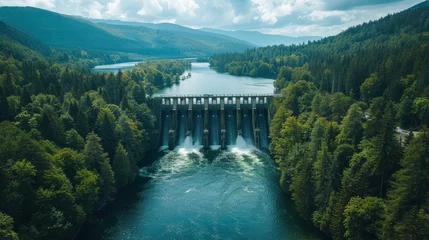 Dam and Reservoir in a Forest Setting © basain