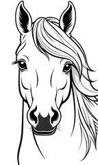 Picture for coloring: a friendly horse with expressive eyes