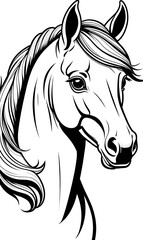 Picture for coloring: a friendly horse with expressive eyes