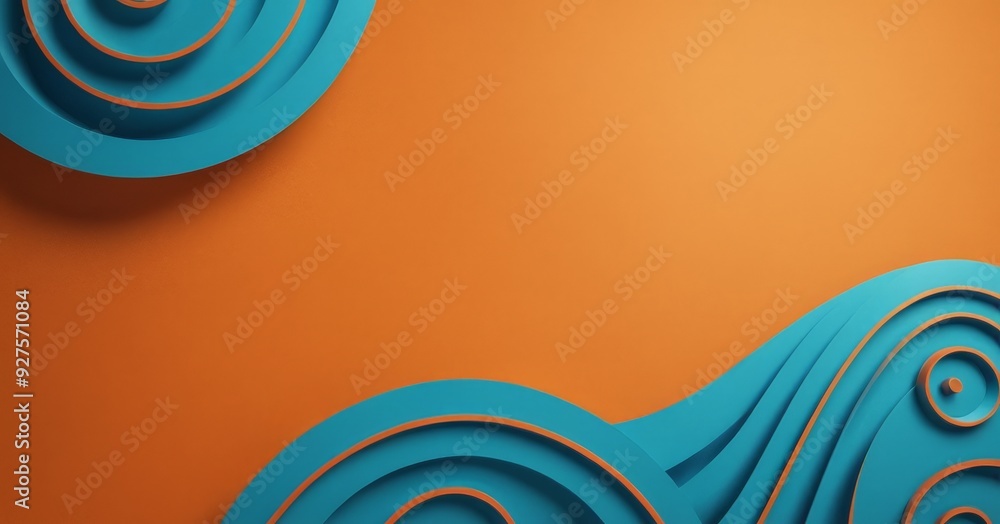 Poster blue and orange abstract background with curved curve
