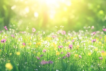 Sunlit Meadow with Delicate Wildflowers