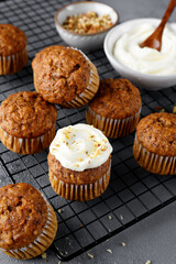 Homemade Carrot Muffins with Cream Cheese Frosting for every day