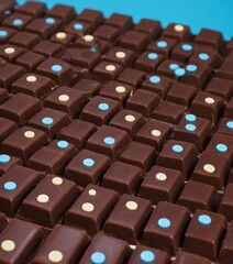 Obraz premium chocolate squares with blue and white dots