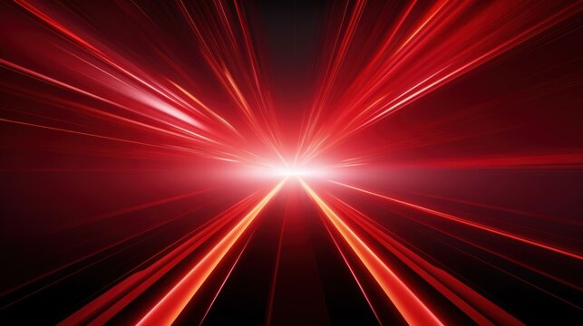 A dramatic red laser light effect on a black background, creating a high-contrast, futuristic ambiance