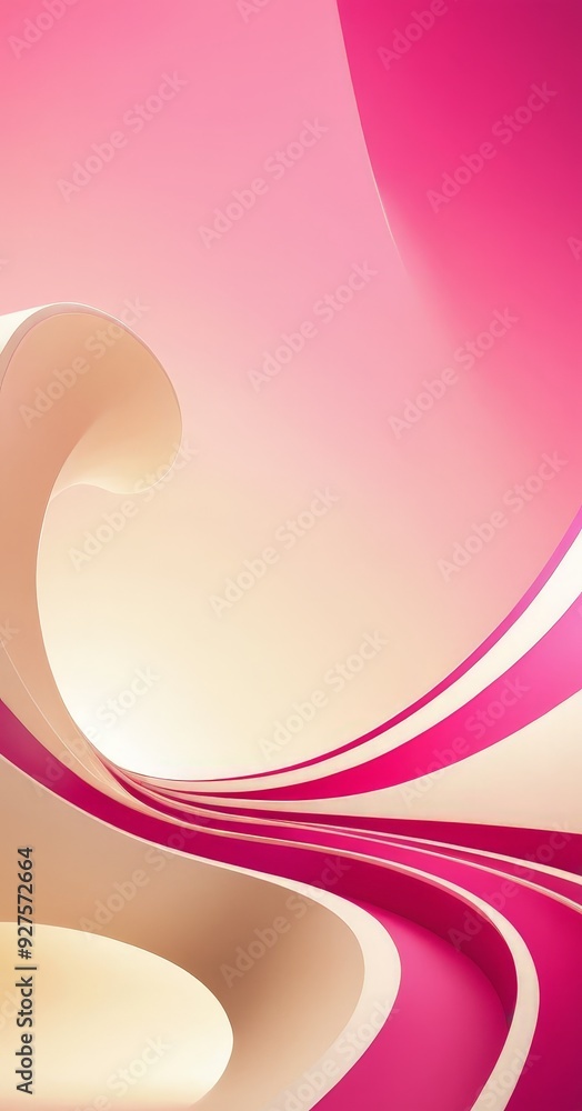 Poster abstract pink background with curves and