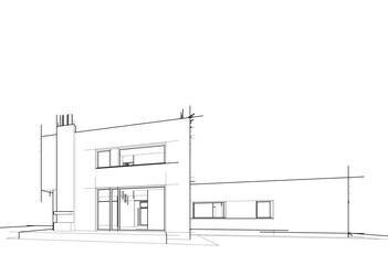 house building sketch architecture 3d illustration