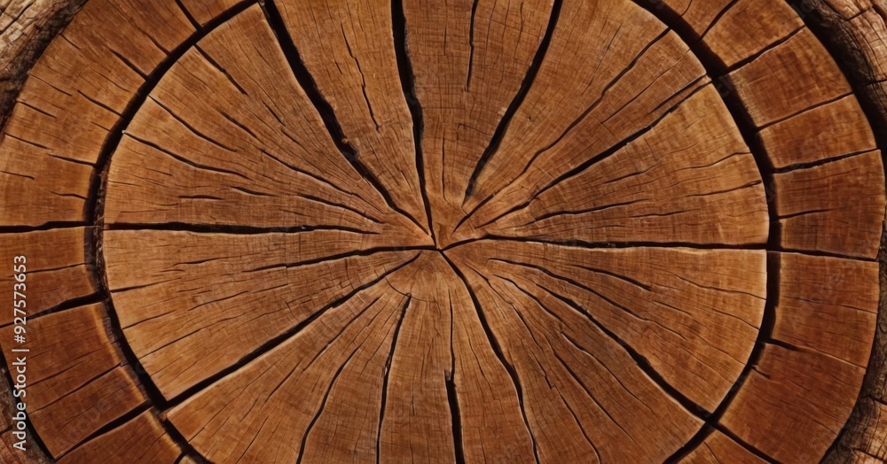 Poster close up tree stump with circular cut in the middle