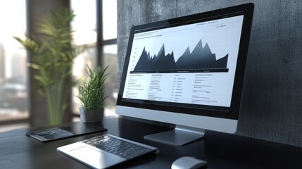 Fototapeta premium Streamlined Affiliate Marketing Management: Modern WordPress Pretty Links Plugin in Action on a Pristine Digital Workspace