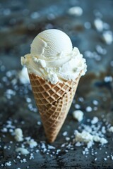 Ice cream scoop in waffel cone 