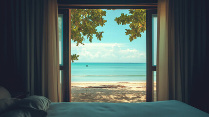 beach view from inside the hotel