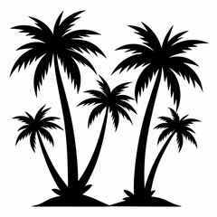Obraz premium Set of palm tree silhouette white background