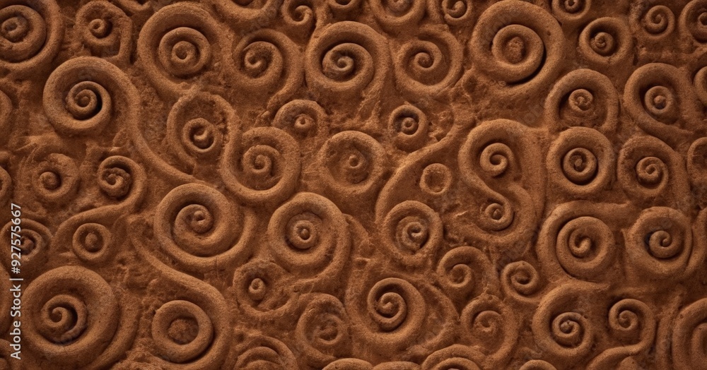 Poster brown background with swirls and circles