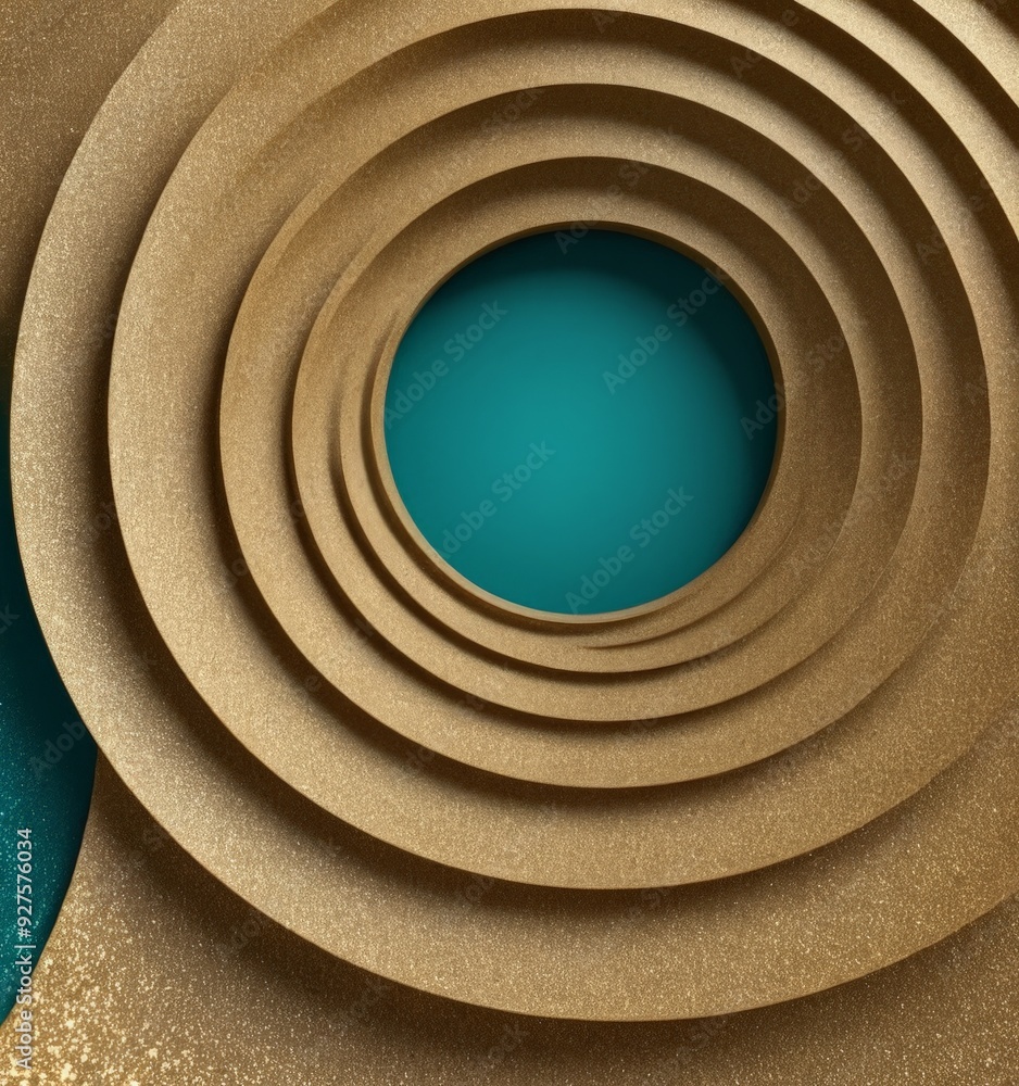 Poster blue and gold background with circular pattern