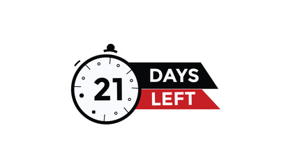 21 days left Countdown number banner templates. time icon. Vector Illustration 
