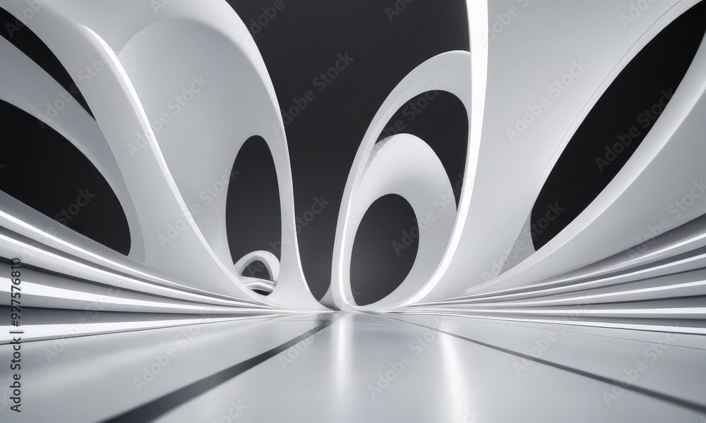 Poster white and black abstract background with large spiral