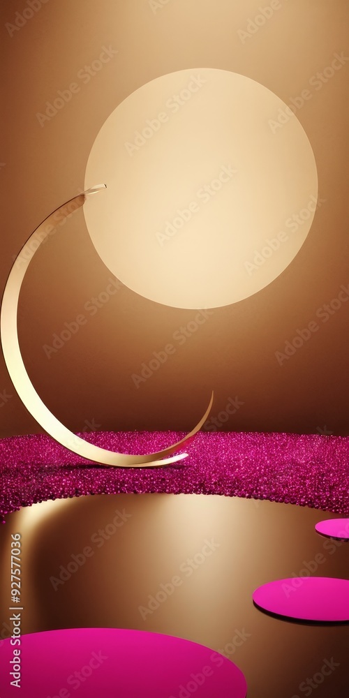 Poster pink lamp with circular light on it