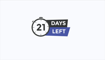 21 days left Countdown number banner templates. time icon. Vector Illustration 
