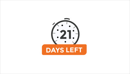 21 days left Countdown number banner templates. time icon. Vector Illustration 
