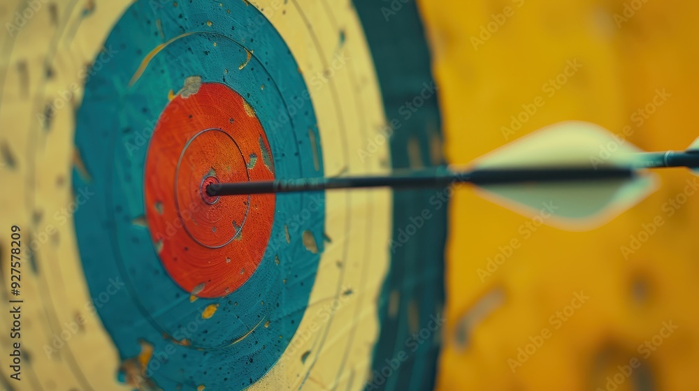 Poster target with concentric circles and an arrow in the bullseye